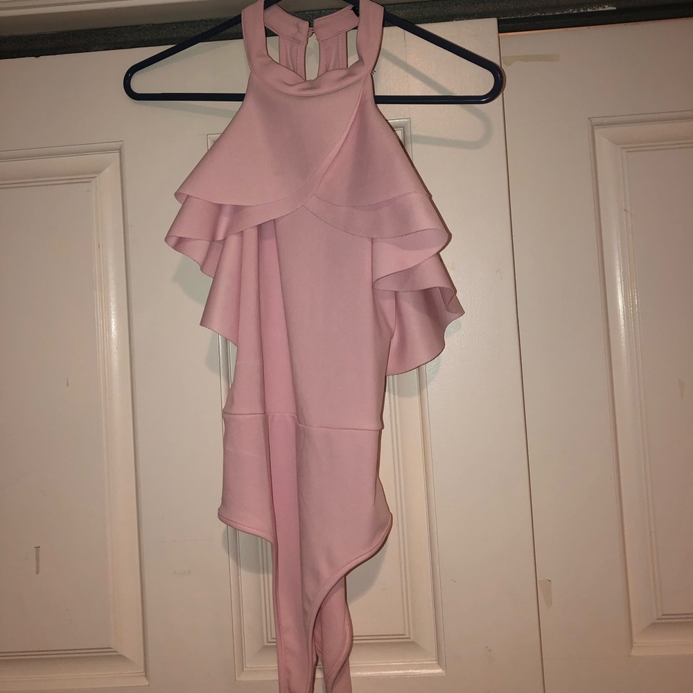 Ruffled Light Pink SHEIN Bodysuit